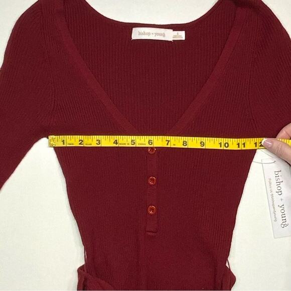 NWT | Bishop & Young | Henley Sweater Midi Dress | Currant | Small - Picture 6 of 14